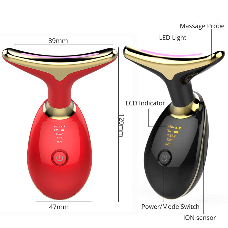 EMS Thermal Neck Lifting And Tighten Massager Electric Microcurrent Wrinkle Remover LED Photon Face Beauty Device For Woman Platonel