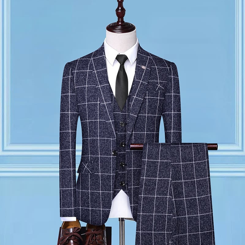 Men'sSuits, Checkered Suits, Three-Piece Suits, Work Suits, Professional Suits, Men's Clothing Trends Platonelstore