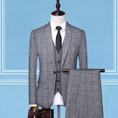 Men'sSuits, Checkered Suits, Three-Piece Suits, Work Suits, Professional Suits, Men's Clothing Trends Platonelstore
