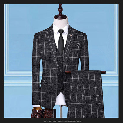 Men'sSuits, Checkered Suits, Three-Piece Suits, Work Suits, Professional Suits, Men's Clothing Trends Platonelstore