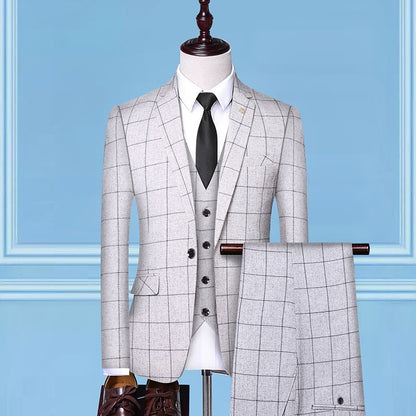 Men'sSuits, Checkered Suits, Three-Piece Suits, Work Suits, Professional Suits, Men's Clothing Trends Platonelstore