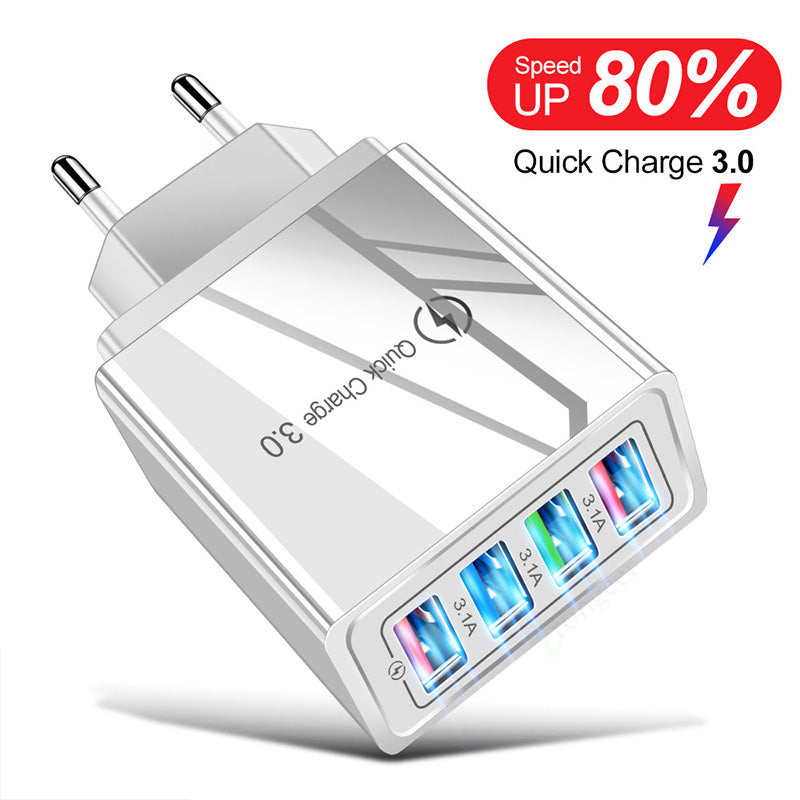 USB Charger Quick Charge 3.0 4 Phone Adapter For Tablet Portable Wall Mobile Charger Fast Charger Platonelstore
