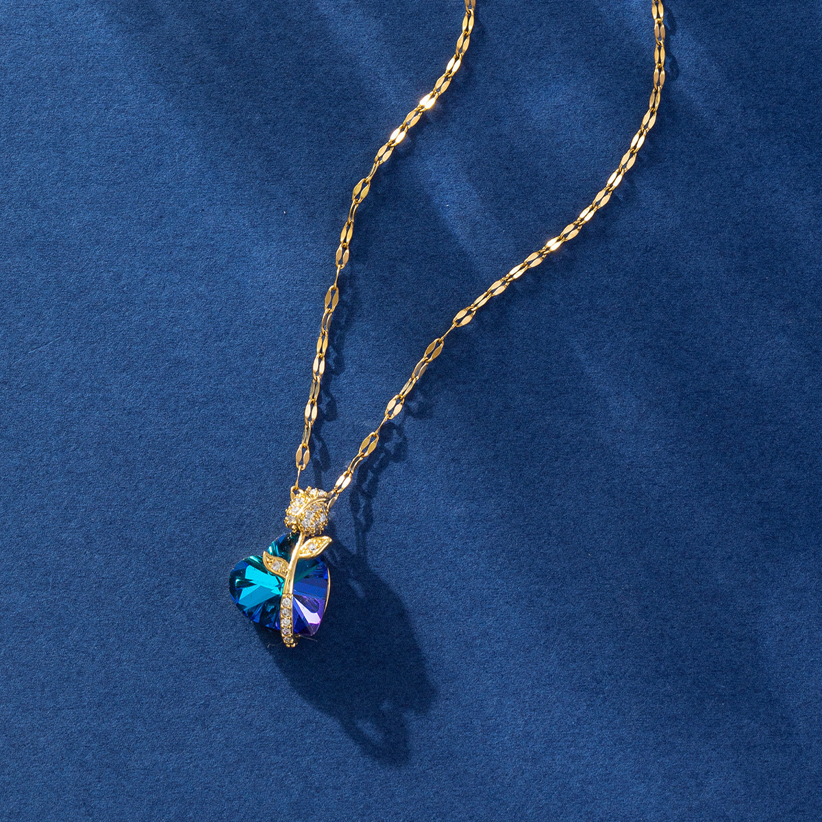 Women's Fashion Sapphire Heart Pendant Necklace Platonelstore