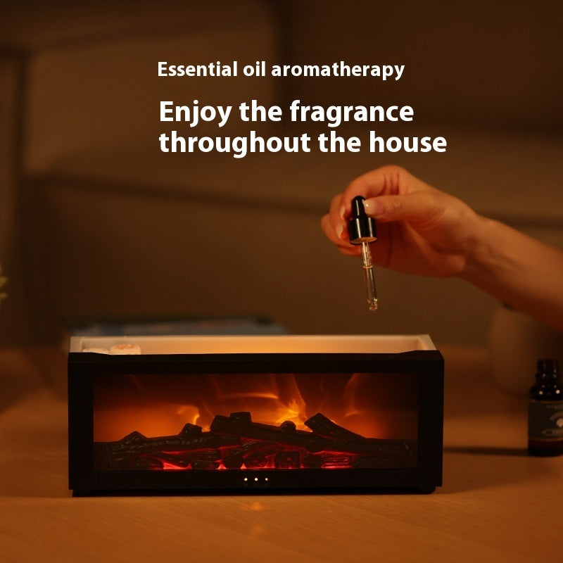 New Flame Aromatherapy Machine Colorful Essential Oil Diffuser Home Large Fog Volume Flame Humidifier 3D Flame Fireplace Machine Platonelstore