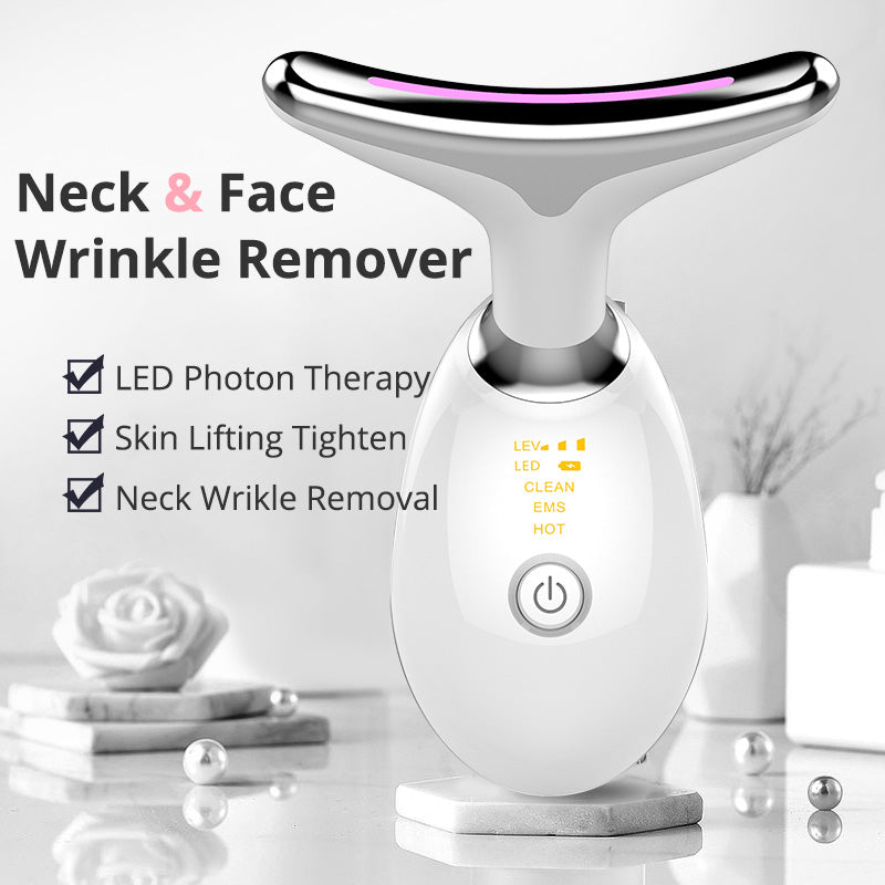 EMS Thermal Neck Lifting And Tighten Massager Electric Microcurrent Wrinkle Remover LED Photon Face Beauty Device For Woman Platonel