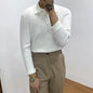 Lapel Texture Stretch Slim Knit Polo Shirt Men Polo Shirt Fashion Waffle Long-sleeved Tops Clothing Casual Comfortable Golf Men's Clothing Platonelstore