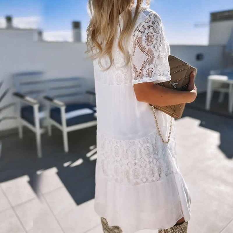 Fashion Short Sleeve Lace Dress Platonelstore