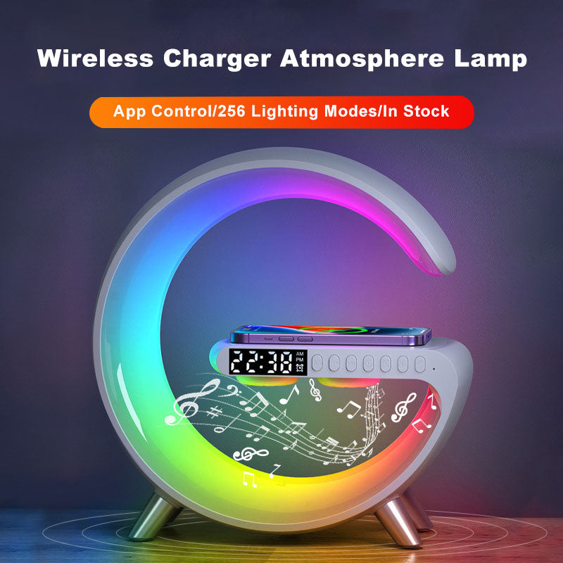 New Intelligent G Shaped LED Lamp Bluetooth Speake Wireless Charger Atmosphere Lamp App Control For Bedroom Home Decor Platonel