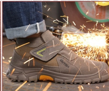 Fireproof Flower Safety Wear-resistant Steel Toe Cap Felt Buckle Welder Shoes Platonelstore