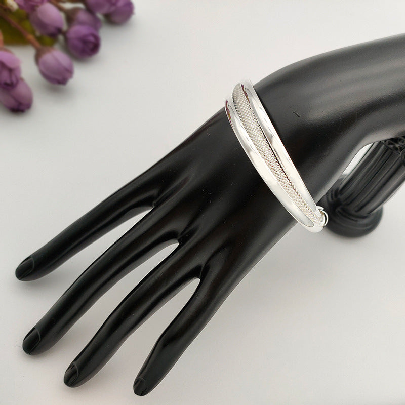 Twist Net Open-ended Bracelet Personality Wide Edge Twist Line Adjustable Metal Hand Ring Platonelstore
