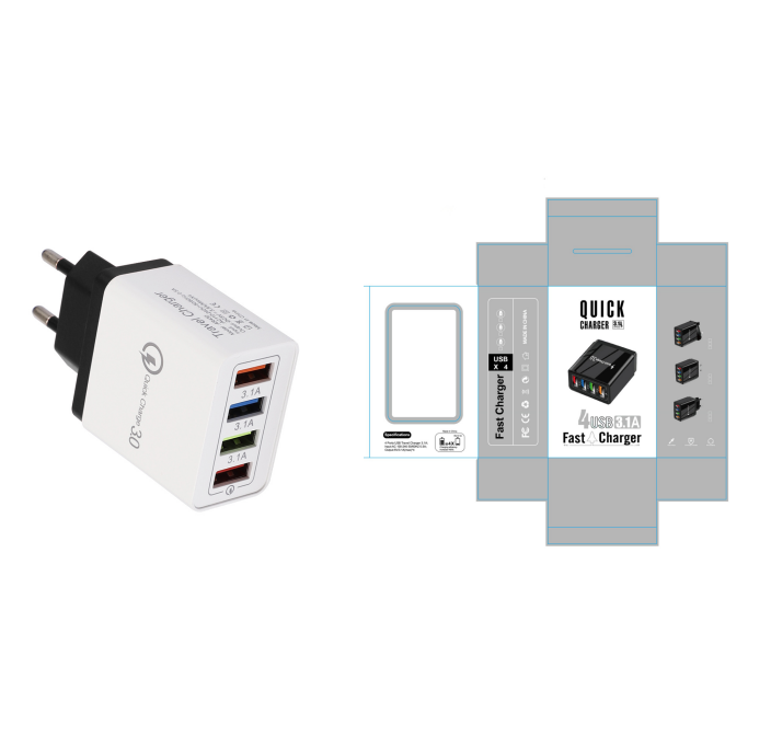 USB Charger Quick Charge 3.0 4 Phone Adapter For Tablet Portable Wall Mobile Charger Fast Charger Platonelstore