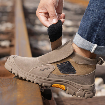 Fireproof Flower Safety Wear-resistant Steel Toe Cap Felt Buckle Welder Shoes Platonelstore