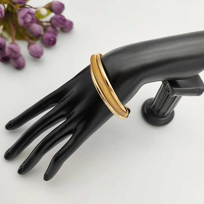 Twist Net Open-ended Bracelet Personality Wide Edge Twist Line Adjustable Metal Hand Ring Platonelstore