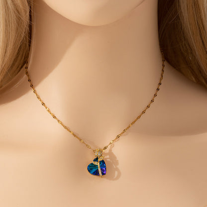 Women's Fashion Sapphire Heart Pendant Necklace Platonelstore