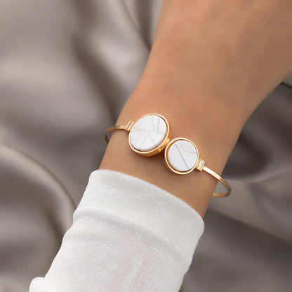 Women's Five-piece Bracelet Set With Imitation Gemstone Inlaid Opening Platonelstore