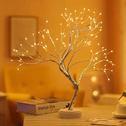 Fairy Light Spirit Tree Lamp Sparkly Tree Lamp Battery/USB Operated LED Mini Tree Warm Light Pearl Starry Night Light Platonel