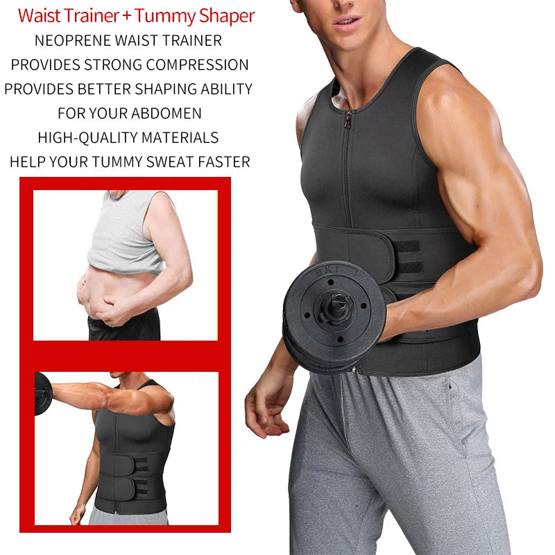 Men Waist Trainer Sauna Vest Fitness Corset Abdomen Slimming Body Shaper Belly Reducing Shapewear Burn Fat Shirt Trimmer Belt Platonelstore