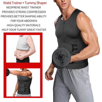 Men Waist Trainer Sauna Vest Fitness Corset Abdomen Slimming Body Shaper Belly Reducing Shapewear Burn Fat Shirt Trimmer Belt Platonelstore