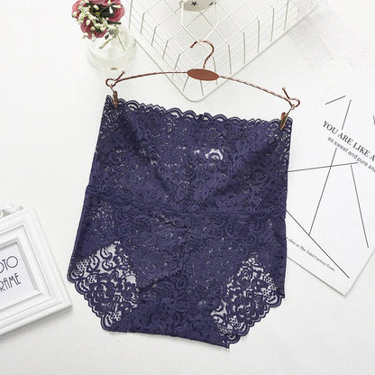 Lace Panties Women's High Waist Sexy Transparent Large Size Hips and Abdomen Seamless Triangle Women's Panties Pure Cotton Cloth Platonelstore