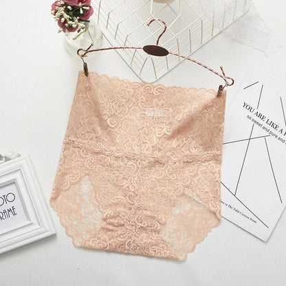 Lace Panties Women's High Waist Sexy Transparent Large Size Hips and Abdomen Seamless Triangle Women's Panties Pure Cotton Cloth Platonelstore