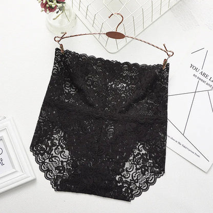 Lace Panties Women's High Waist Sexy Transparent Large Size Hips and Abdomen Seamless Triangle Women's Panties Pure Cotton Cloth Platonelstore
