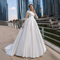 SoDigne Dubai Modest Wedding Dresses Lace Long Sleeve Satin Bride Dress With Belt Women Elegant Wedding Party Gowns Customized Platonelstore