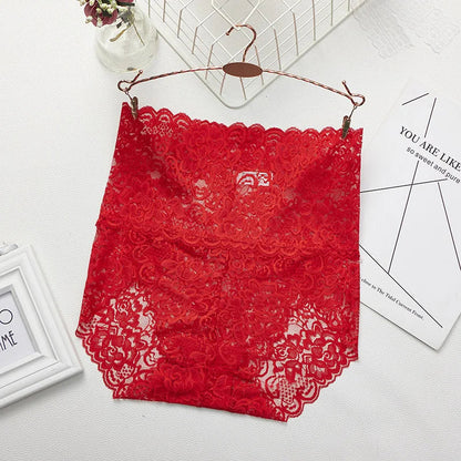 Lace Panties Women's High Waist Sexy Transparent Large Size Hips and Abdomen Seamless Triangle Women's Panties Pure Cotton Cloth Platonelstore