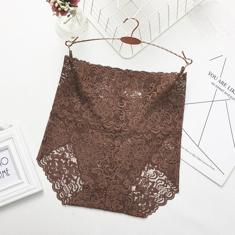 Lace Panties Women's High Waist Sexy Transparent Large Size Hips and Abdomen Seamless Triangle Women's Panties Pure Cotton Cloth Platonelstore