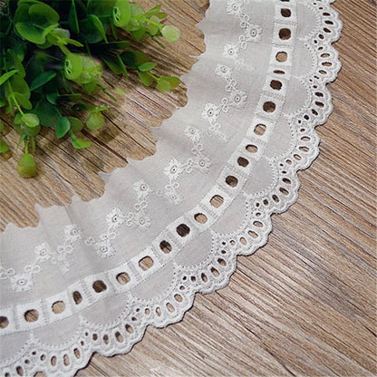 Off-white Cotton 100% Cloth Hollow out Embroidery Lace Trim DIY Lace Fabric Width 8cm 5Yds/lot Platonelstore