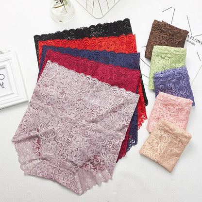Lace Panties Women's High Waist Sexy Transparent Large Size Hips and Abdomen Seamless Triangle Women's Panties Pure Cotton Cloth Platonelstore