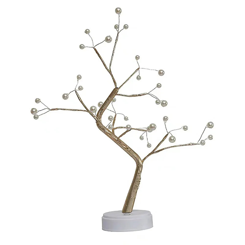 Fairy Light Spirit Tree Lamp Sparkly Tree Lamp Battery/USB Operated LED Mini Tree Warm Light Pearl Starry Night Light Platonel