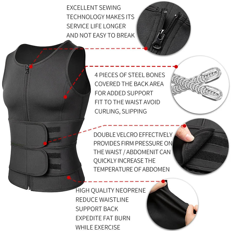 Men Waist Trainer Sauna Vest Fitness Corset Abdomen Slimming Body Shaper Belly Reducing Shapewear Burn Fat Shirt Trimmer Belt Platonelstore