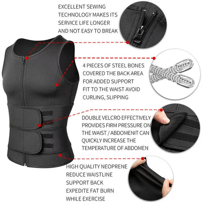 Men Waist Trainer Sauna Vest Fitness Corset Abdomen Slimming Body Shaper Belly Reducing Shapewear Burn Fat Shirt Trimmer Belt Platonelstore