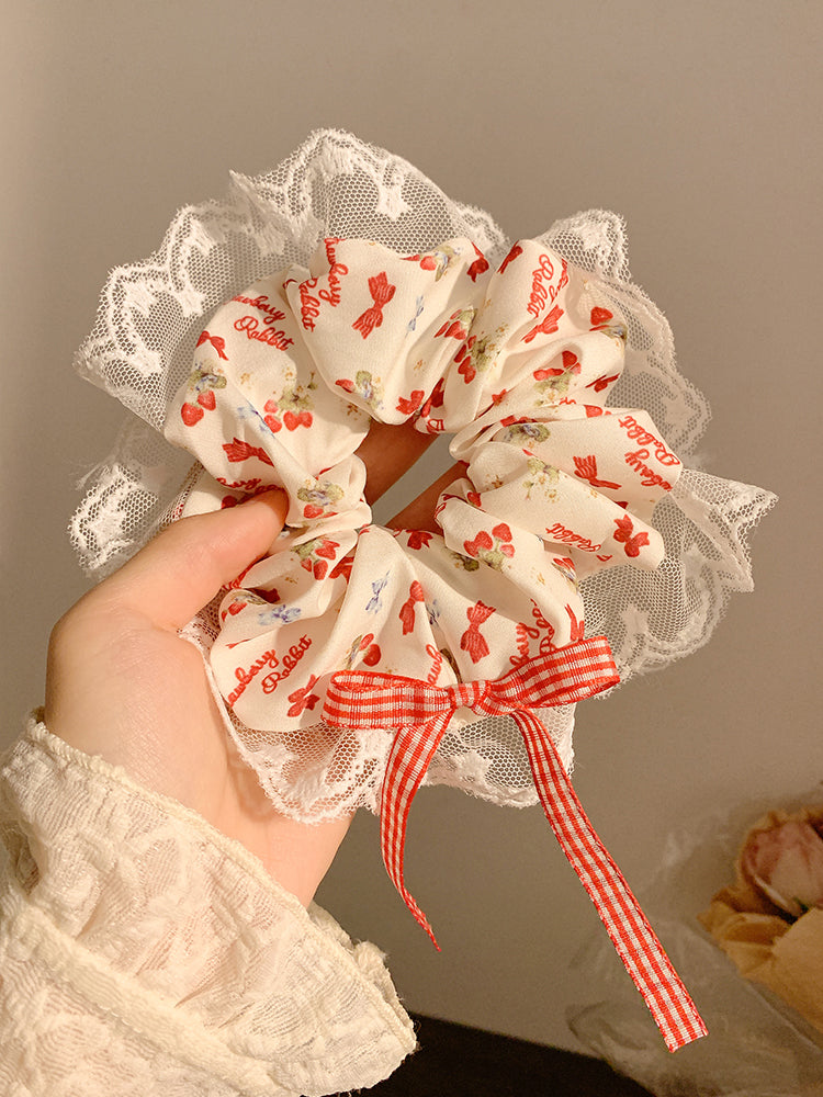 Cherry Duoduo ~ Red Lace Bows Triangle Shawl Women's Toe Cap Gentle Atmosphere Seaside Pastoral Style Summer Platonelstore