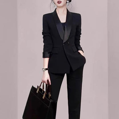 Elegant Socialite Black Professional Fall and Winter Accessible Luxury Suit Platonelstore