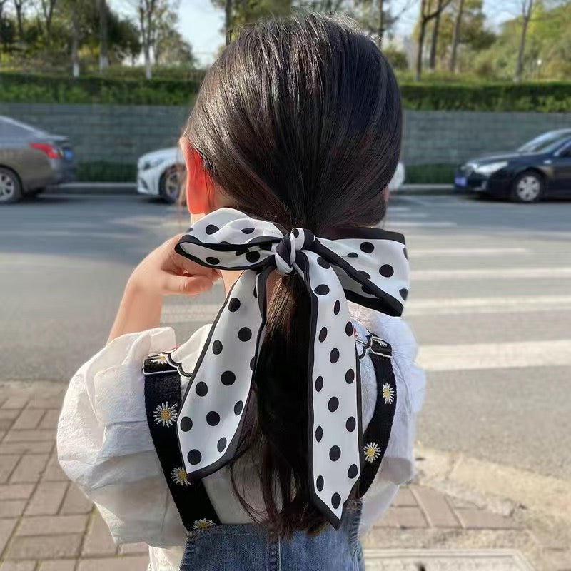 Girls' Vintage Bow Thin Narrow Polka Dot Winter Hair Band Platonelstore
