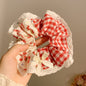 Cherry Duoduo ~ Red Lace Bows Triangle Shawl Women's Toe Cap Gentle Atmosphere Seaside Pastoral Style Summer Platonelstore