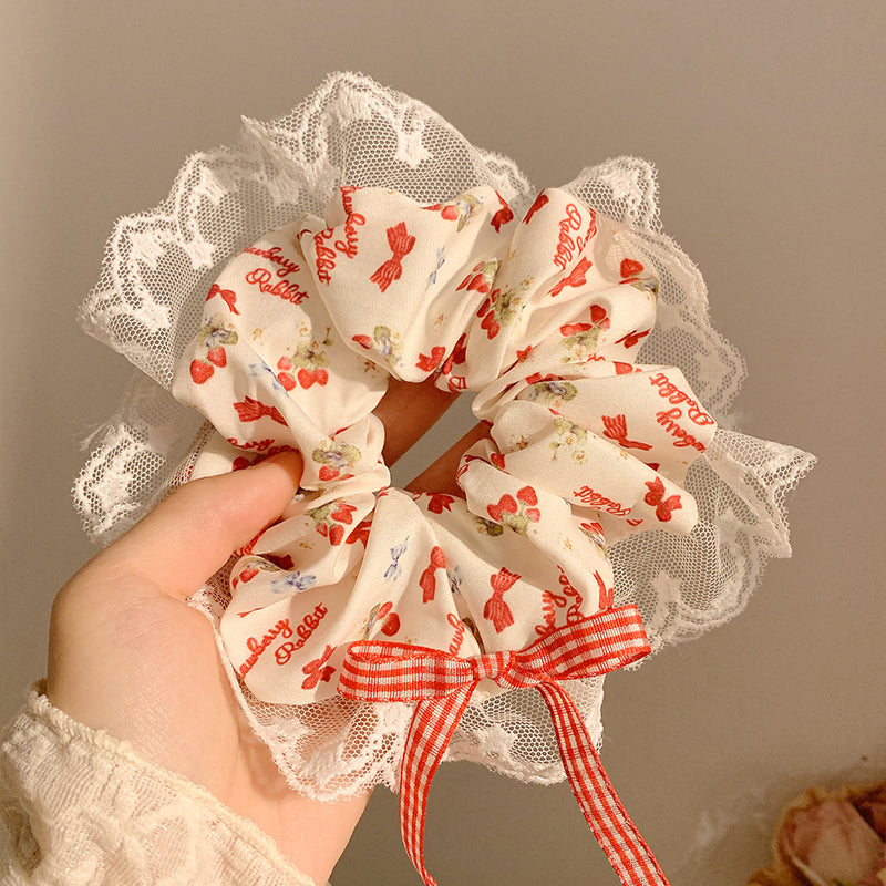 Cherry Duoduo ~ Red Lace Bows Triangle Shawl Women's Toe Cap Gentle Atmosphere Seaside Pastoral Style Summer Platonelstore