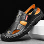New Arrival Summer Men Breathable Sandals Authentic Leather Toe Box Casual Sandals Breathable Breathable Shoes Men's Cowhide Beach Shoes Platonelstore