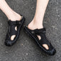 New Arrival Summer Men Breathable Sandals Authentic Leather Toe Box Casual Sandals Breathable Breathable Shoes Men's Cowhide Beach Shoes Platonelstore