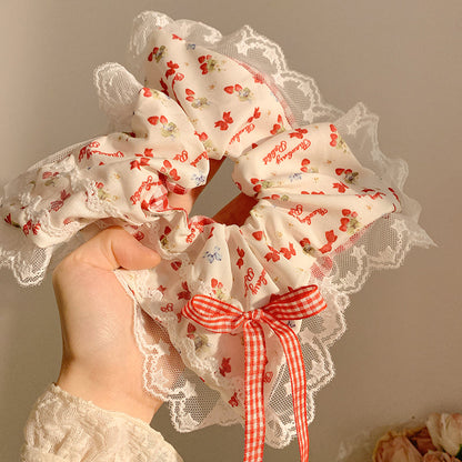 Cherry Duoduo ~ Red Lace Bows Triangle Shawl Women's Toe Cap Gentle Atmosphere Seaside Pastoral Style Summer Platonelstore