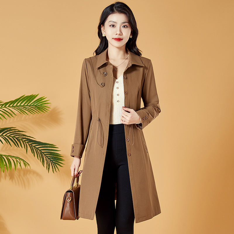 Hangzhou Italian Lady Western Style Mid-Length Trench Coat Outwear Platonelstore