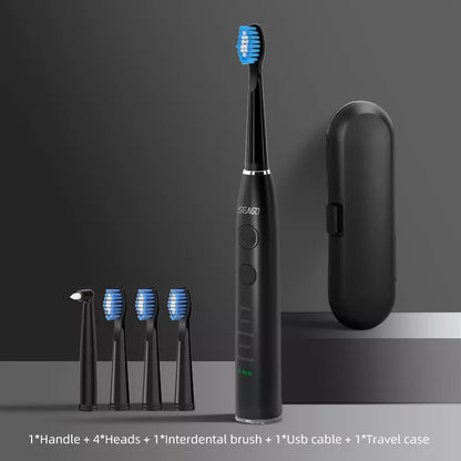 Seago Electric Toothbrush USB Rechargeable Adult 360 Days Long Battery Life with 4 Replacement Heads Gift SG-575 Platonelstore