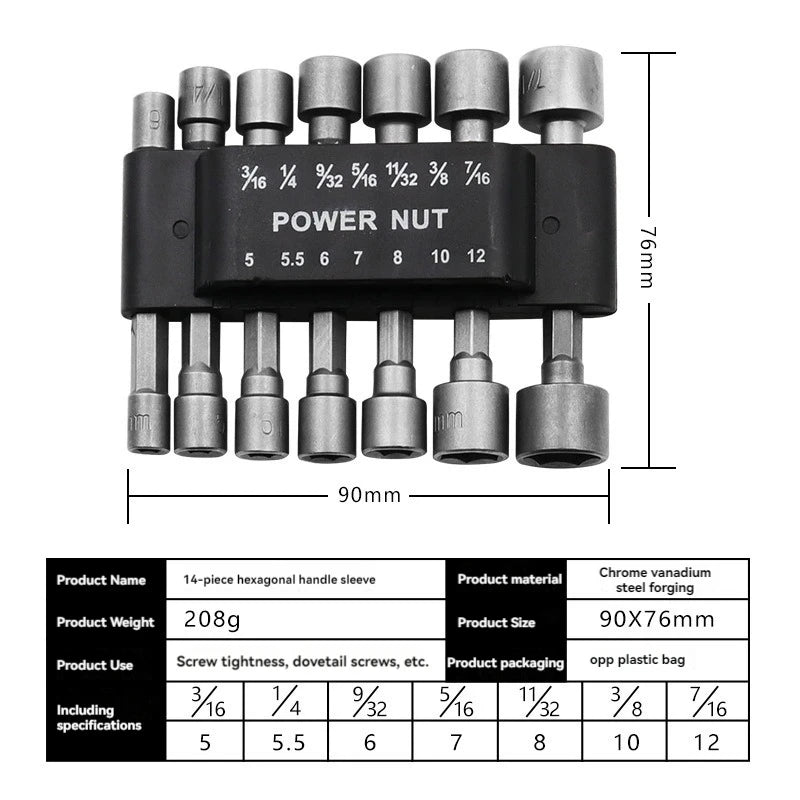 Powerful Socket Inner Hexagonal Wrench Hexagonal Handle Screwdriver Socket Extension Rod Pneumatic Screwdriver Insert Tool Set Platonelstore