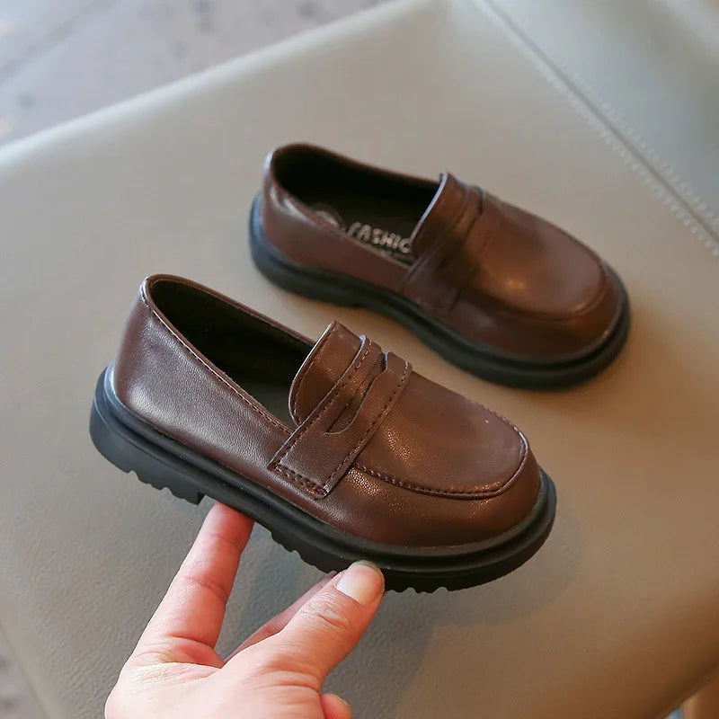 Children Leather Shoes Spring Autumn Slip-on Boys Loafers Black Party Shoes Girls Students Dress Flats Formal Wedding Kids Shoes Platonel