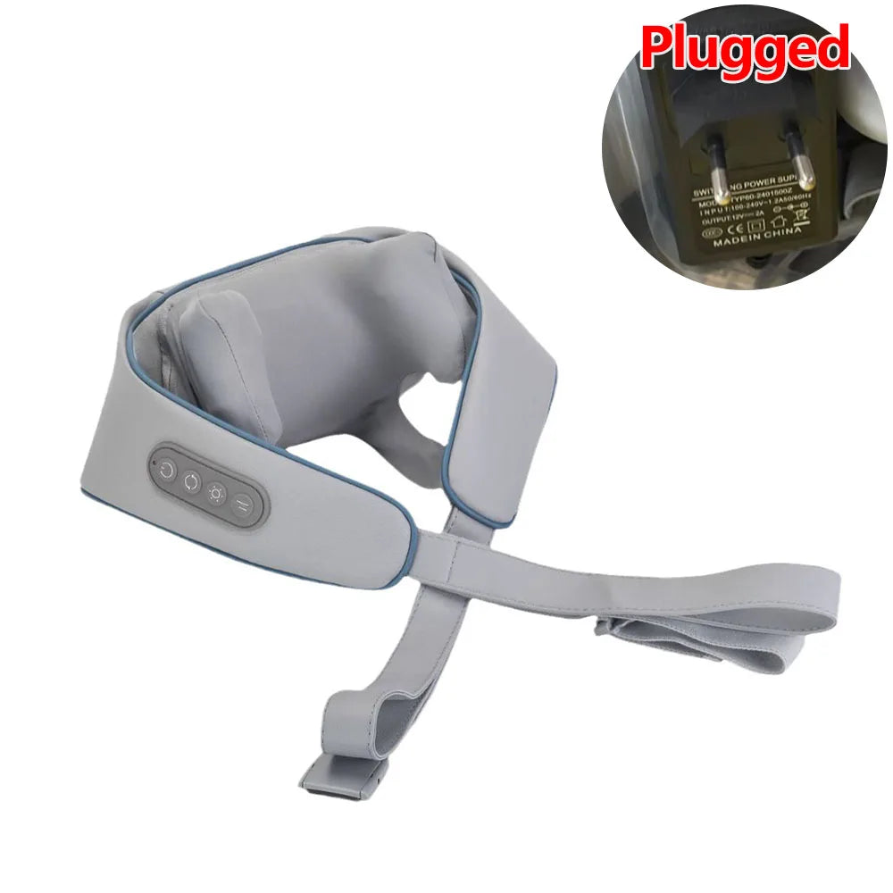 Massagers for Neck and Shoulder with Heat Shiatsu Kneading Neck Massager Rechargeable Cervical Massage Shawl Soothing Muscle Platonel