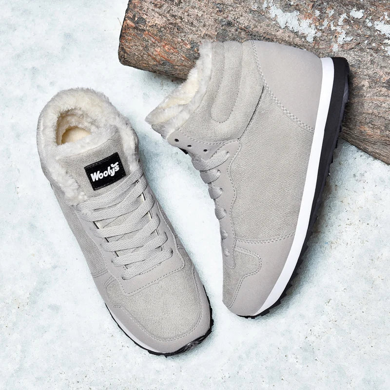 Winter Snow Boots Men Plush Warm Women Boots Suede Leather Ankle Boot Comfortable Light Couple Waterproof Sneakers Big Size 48 Platonelstore
