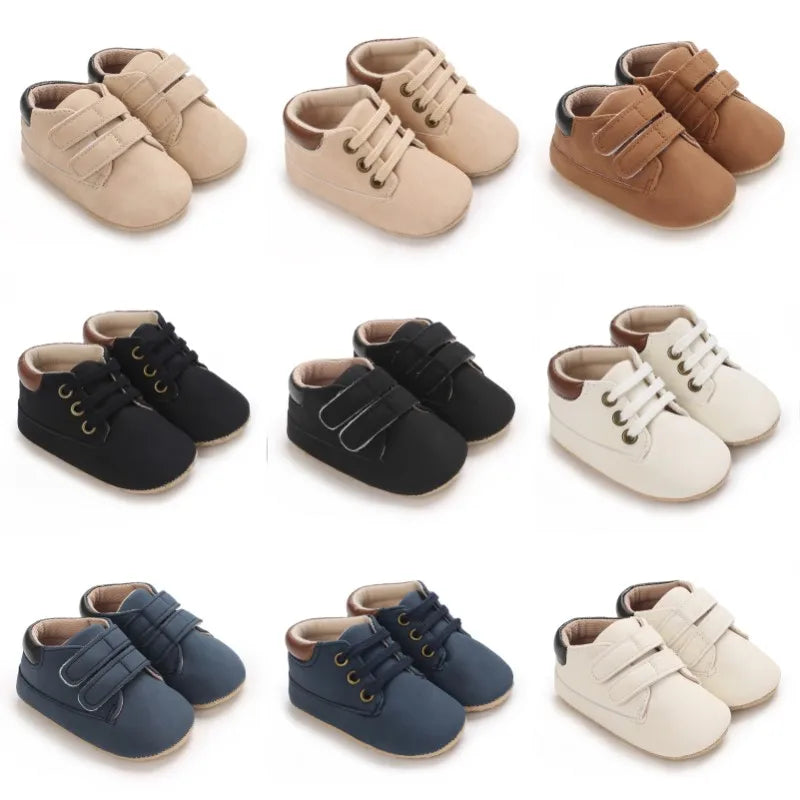 Newborn Baby Shoes Classic Leather Soft Soles Non Slip Toddler Walking Shoes for Boys and Girls 0-18M First Step Walking Shoes Platonelstore