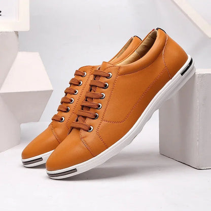 Fashion Large Size Solid Color Male Board Shoes Spring Autumn Designer New Men's Outdoor Walking Shoes Lace Leather Sneakers Man Platonelstore