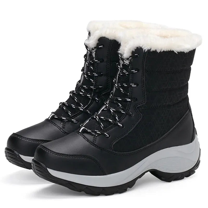 Women Boots Waterproof Heels Boots For Winter 2023 Tren Platform Ankle Boots Keep Warm Snow Shoes Plush Outdoor Short Boots Platonelstore